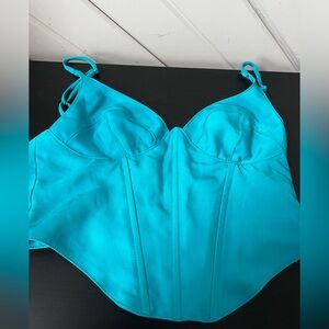 Urban Outfitters Silky Blue Bustier/Corset Top Size Small